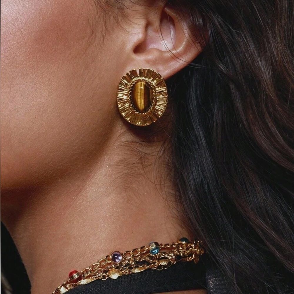 Tiger eye Earrings Q188